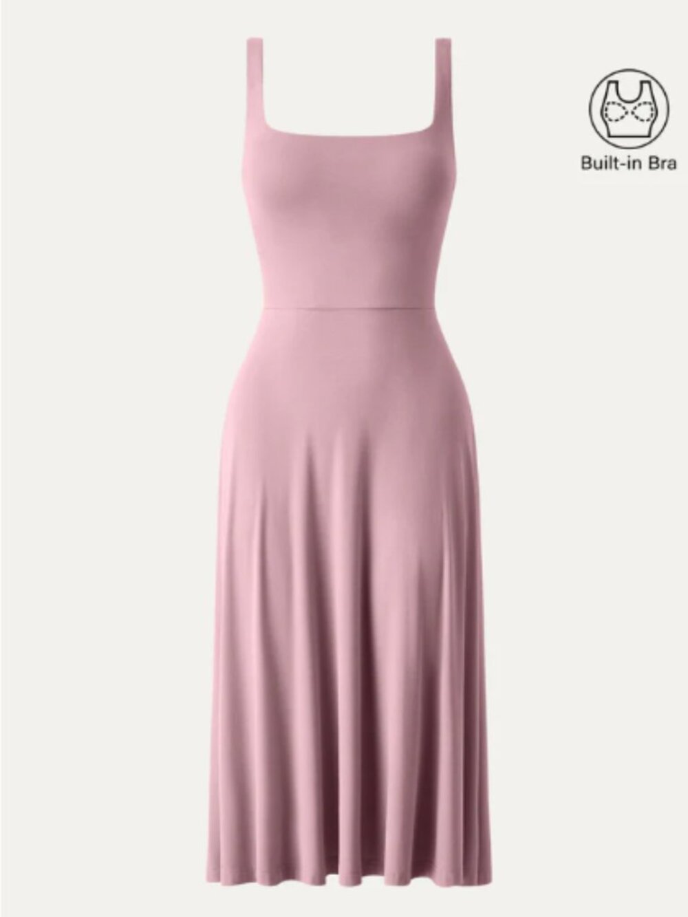 OGL Square Neck Flowy New Airy Bra Midi Dress - Picture 2 of 2